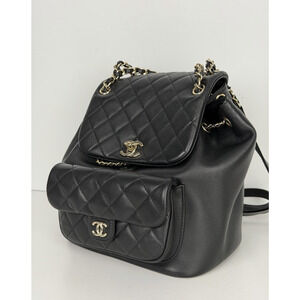 Chanel Large Duma Backpack in Black Quilted Lambskin Leather NFC D7